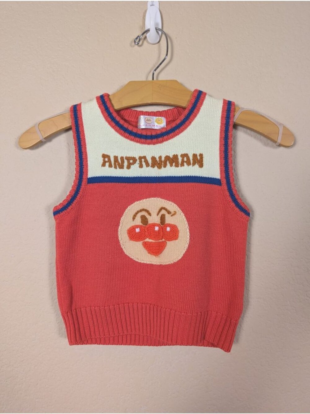 Vintage Bandai Anapanman Sweater Vest size 95 (2-3 yrs)  Knit y2k Japanese rare